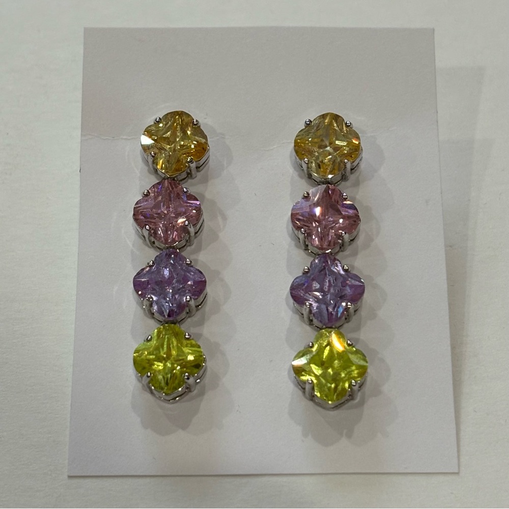SUZANNE SOMERS Vintage 925 Sterling Silver CZ Stimulated Gemstone Earrings